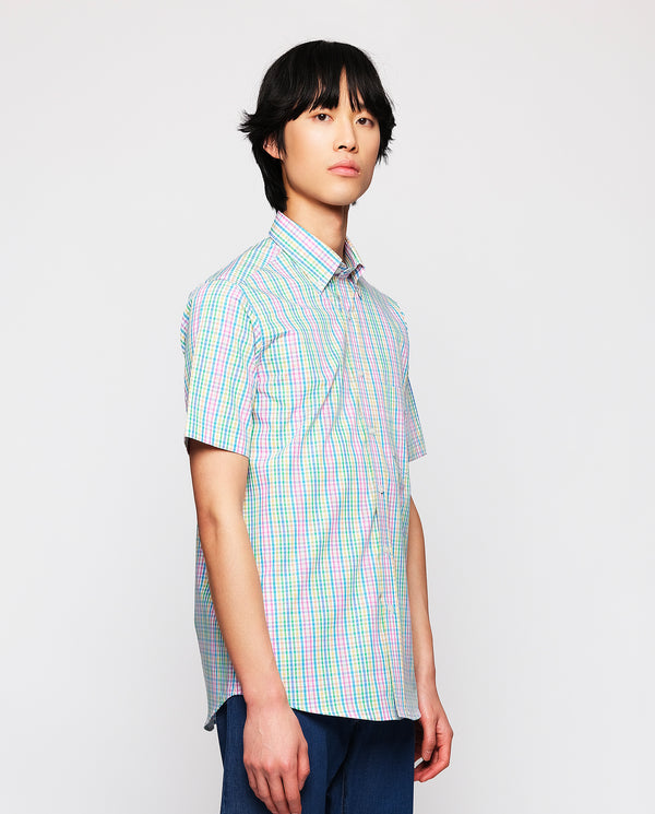 Multicolored cotton plaid casual shirt