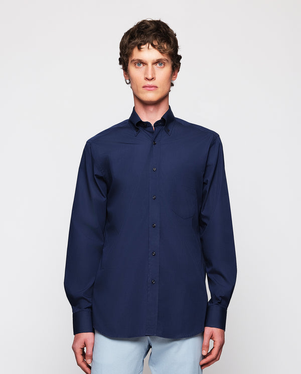 Navy blue cotton casual shirt