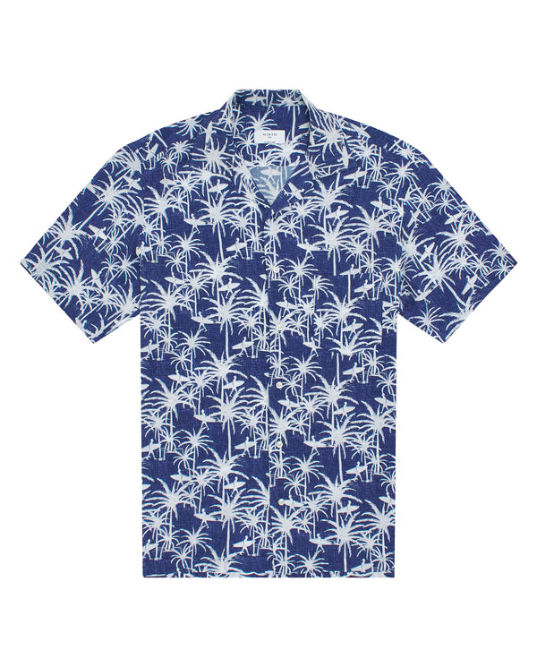 Blue Viscose print Hawaiian shirt