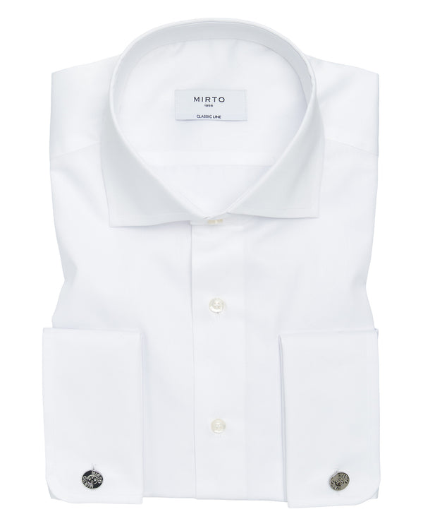 White double cuff cotton dress shirt by MIRTO