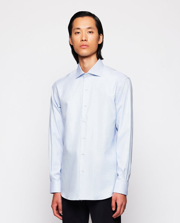 Blue mixed cuff cotton dress shirt