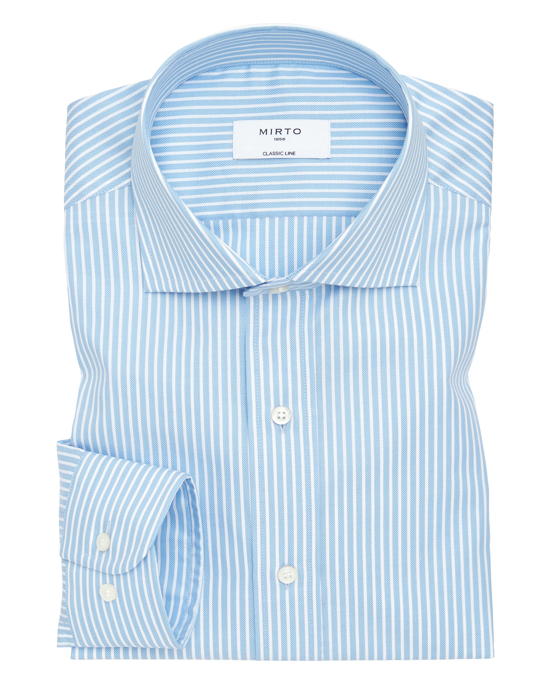 Blue & white cotton striped dress shirt by MIRTO