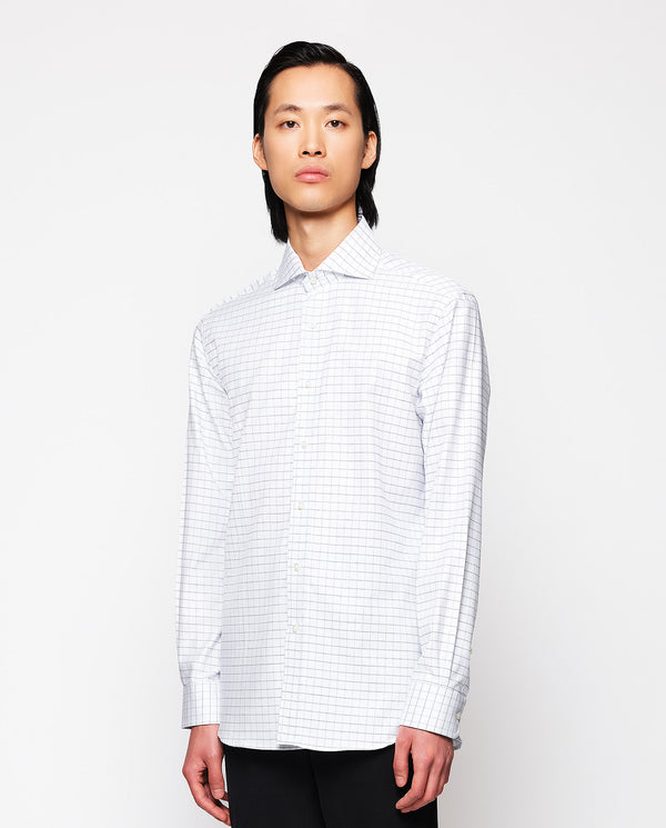 White dress shirt with blue plaid by MIRTO