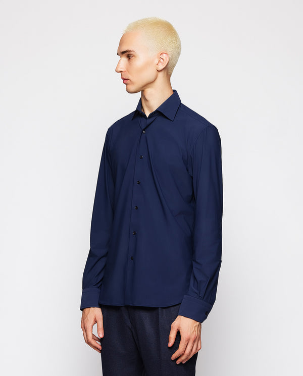 NAVY BLUE CLASSIC FIT TECHNICAL DRESS SHIRT