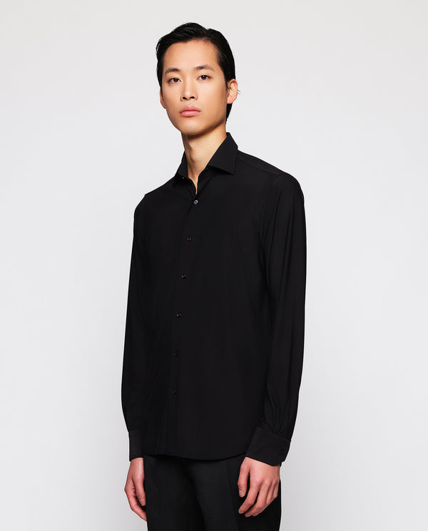 BLACK TAILORED FIT TECHNICAL DRESS SHIRT