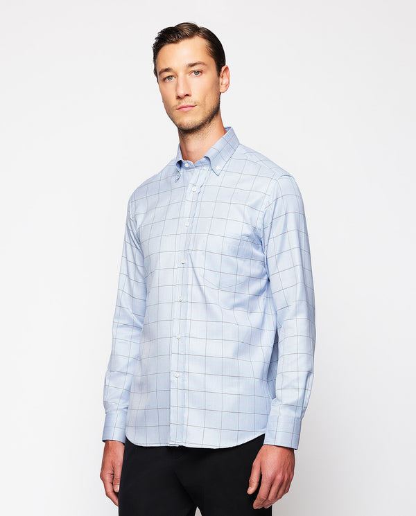 Blue cotton plaid casual shirt by MIRTO