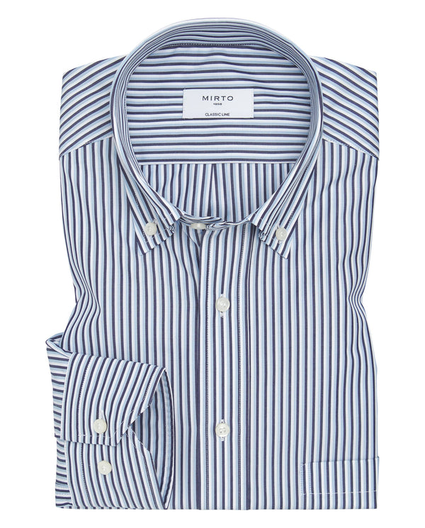 White casual shirt with blue stripes by MIRTO