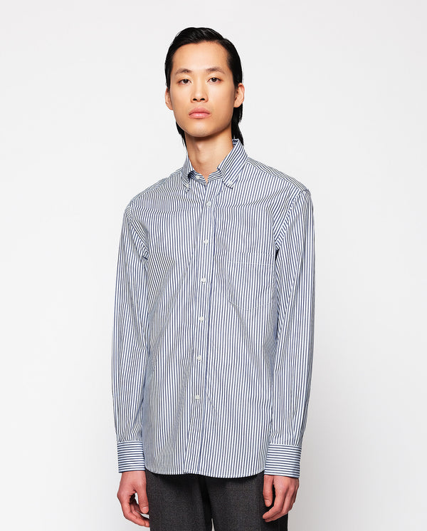 White casual shirt with blue stripes by MIRTO