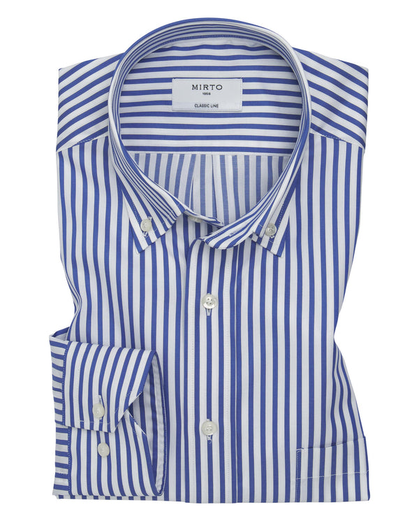 White casual shirt with blue stripes by MIRTO