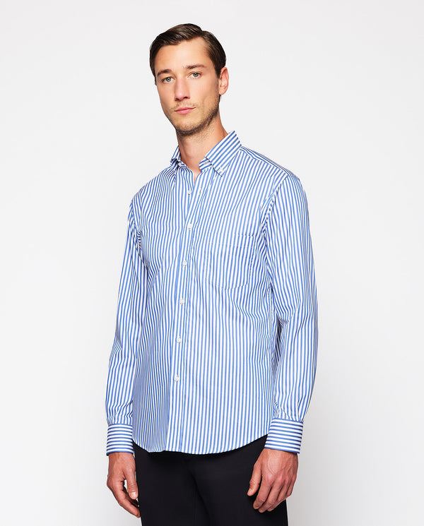 White casual shirt with blue stripes by MIRTO