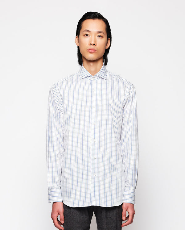 White dress shirt with blue plaid by MIRTO