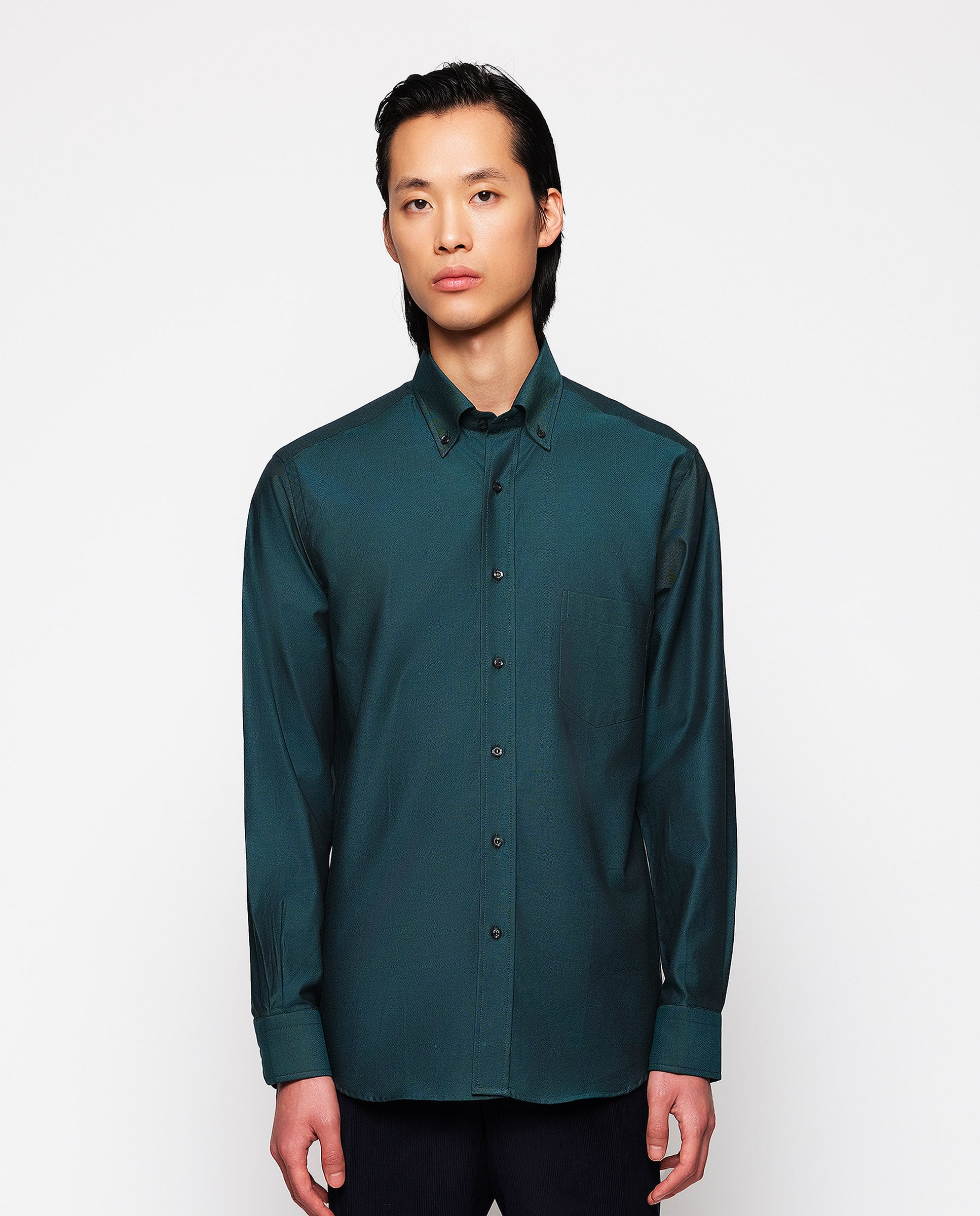 Green oxford cotton casual shirt by MIRTO