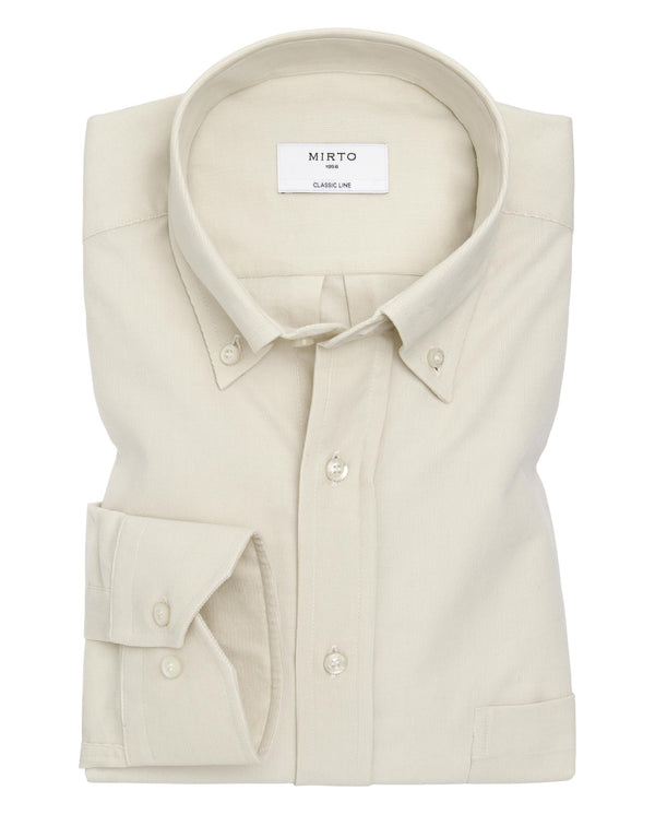 Beige microcorduroy casual shirt by MIRTO