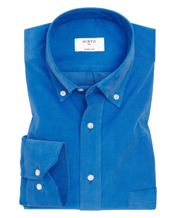 Royal blue microcorduroy casual shirt by MIRTO