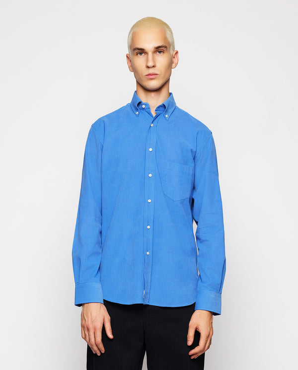 Royal blue microcorduroy casual shirt