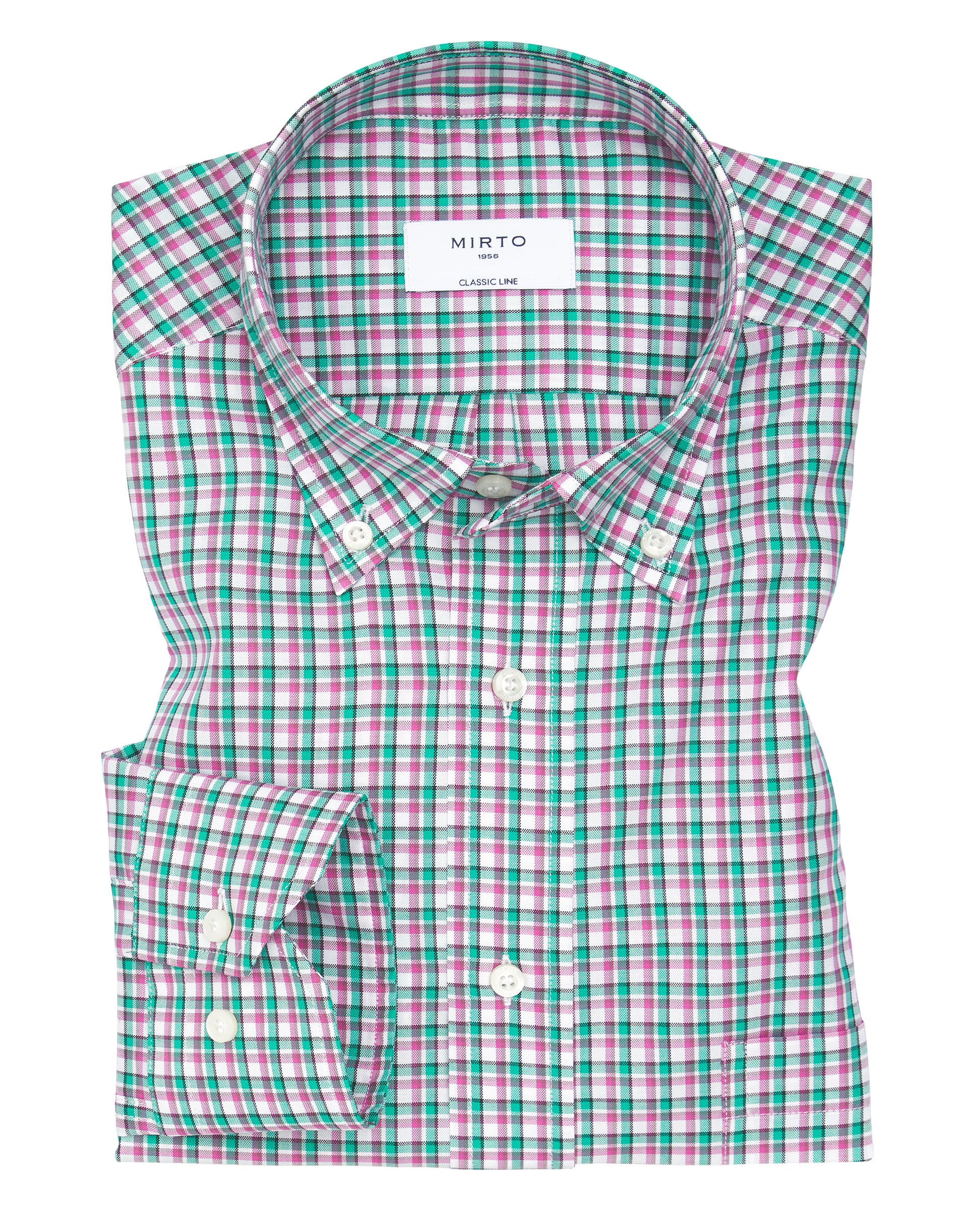 Pink & green plaid casual shirt by MIRTO