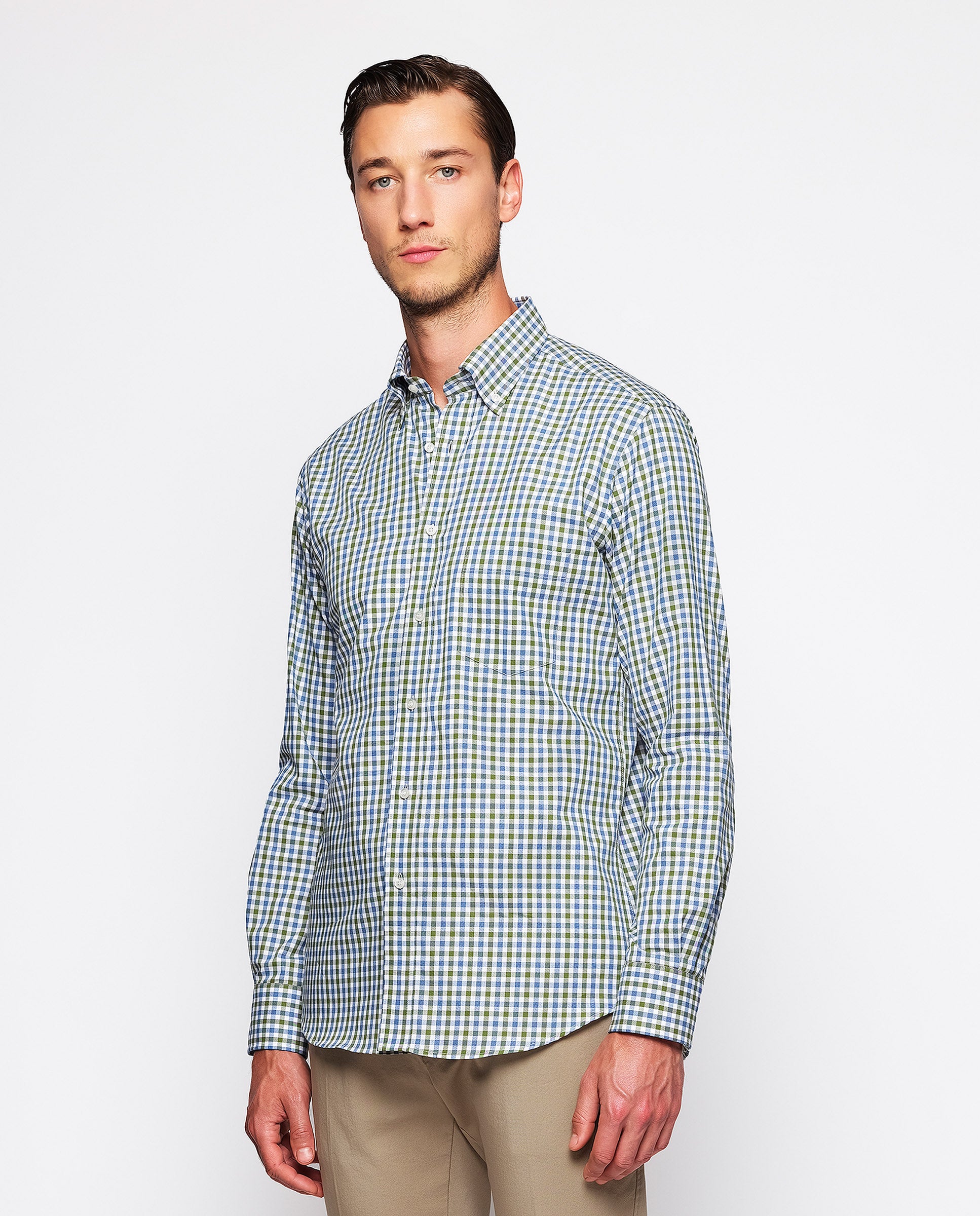 Green & blue plaid casual shirt by MIRTO