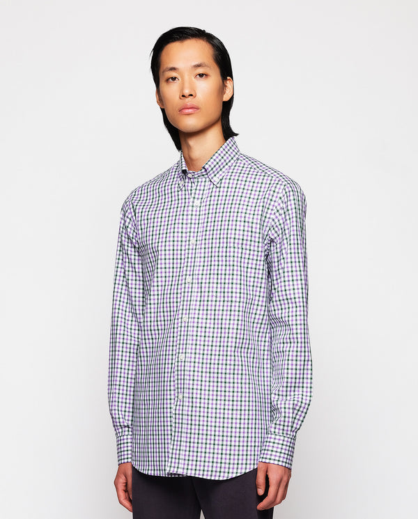 Long-sleeve casual plaid shirt