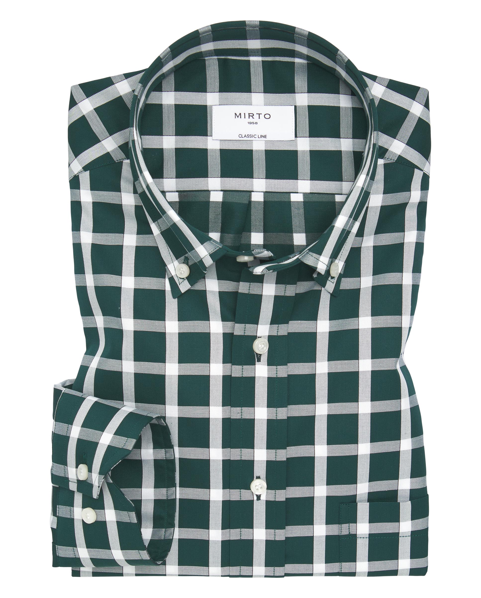 Green casual shirt with white plaid by MIRTO