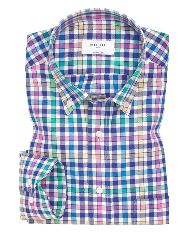 Multicolor oxford cotton plaid casual shirt by MIR