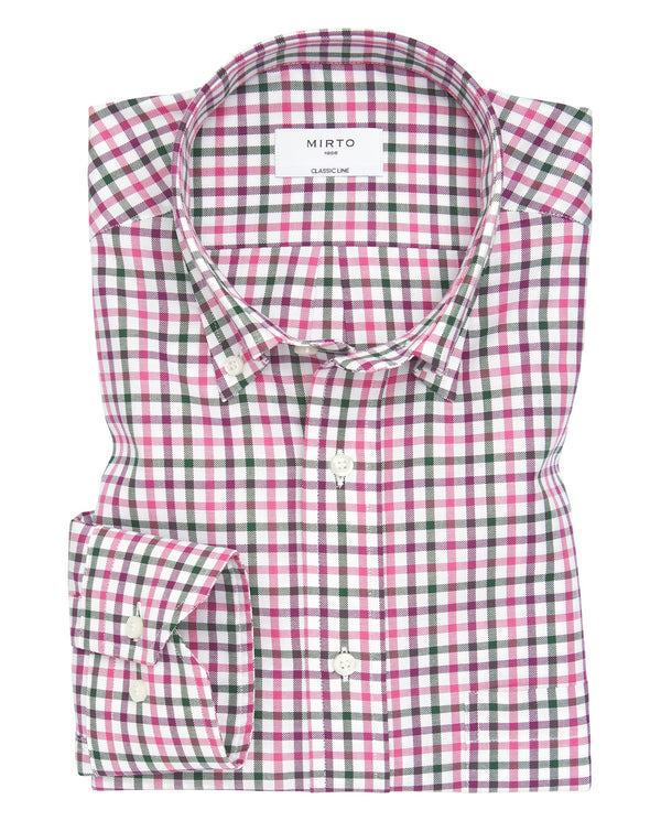 White casual shirt with pink & green plaid by MIRT