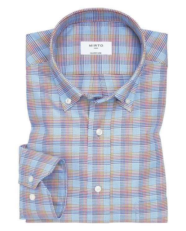 Blue casual shirt with multicolor plaid by MIRTO