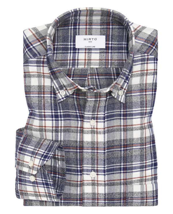 Blue flannel plaid casual shirt by MIRTO