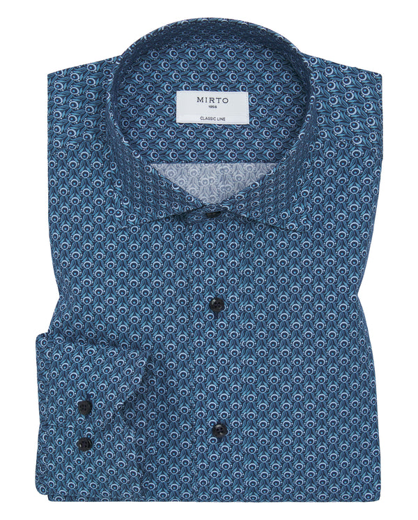 Blue cotton print casual shirt by MIRTO