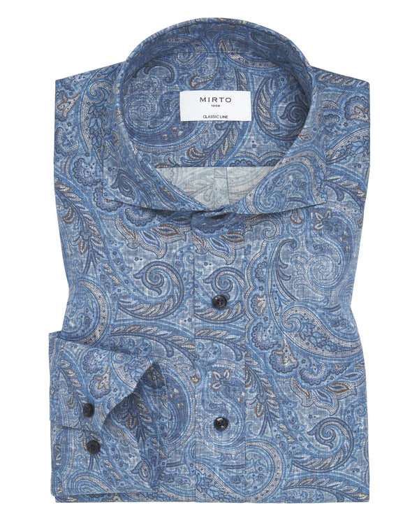 Blue paisley print casual shirt by MIRTO