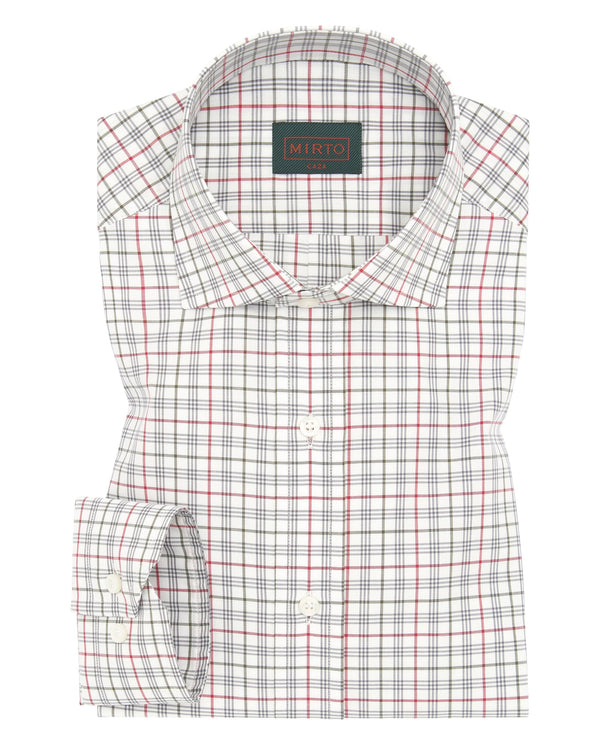 Red, green & gray plaid casual shirt by MIRTO