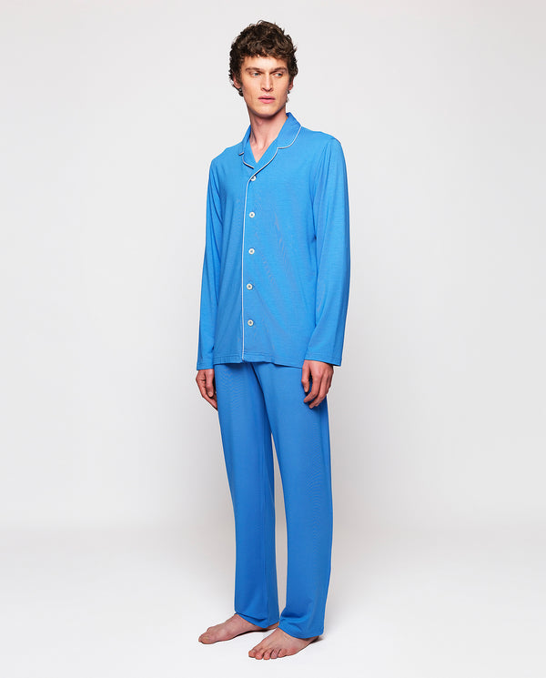 Long blue modal fabric pajamas