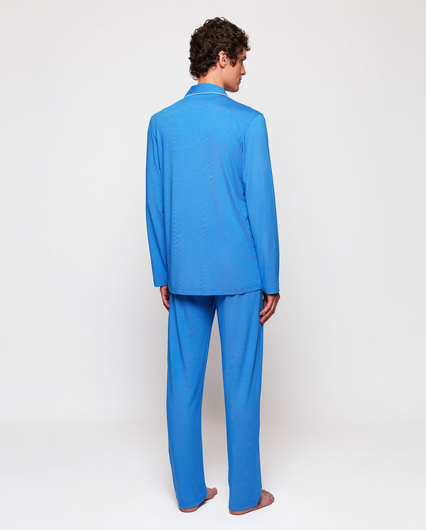 Long blue modal fabric pajamas