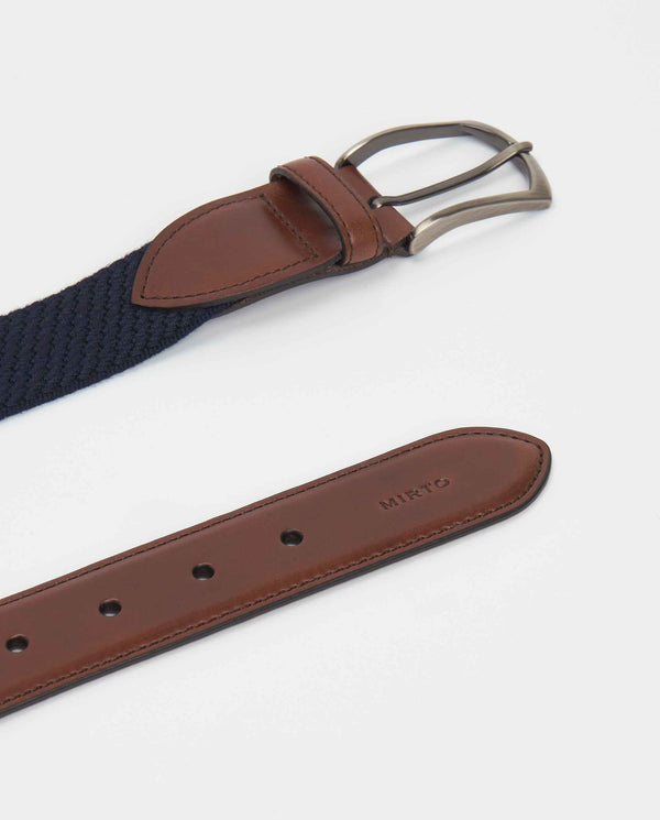 Navy blue elastic braided belt