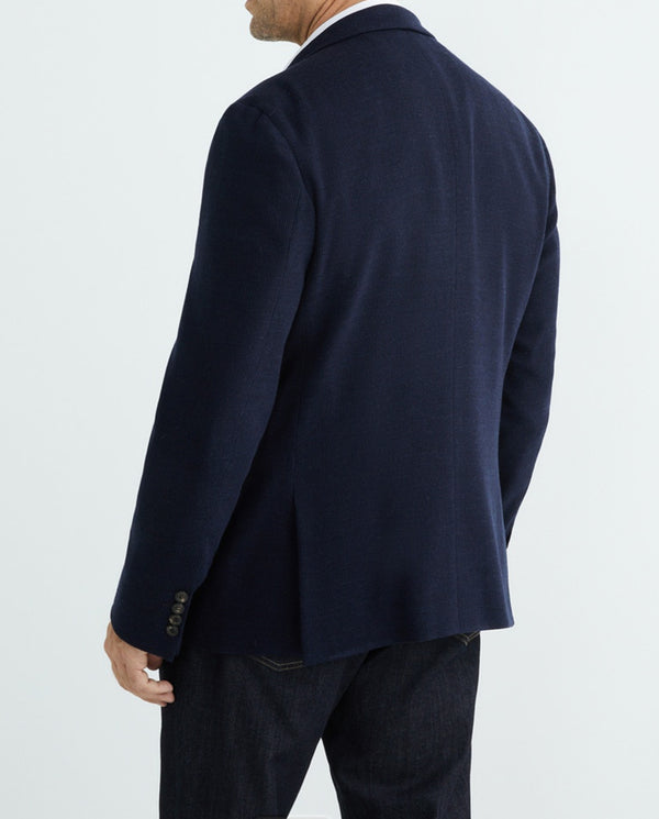 Big&tall Navy blue wool & cashmere knit jacket