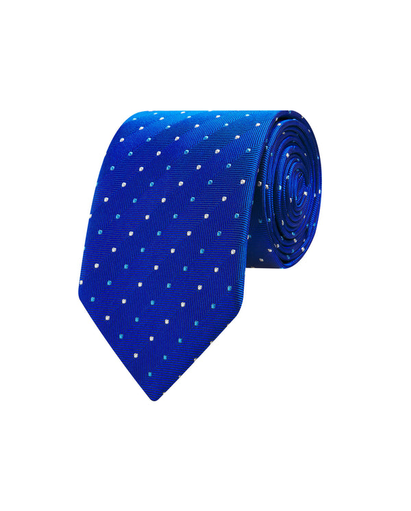 Royal blue dot silk tie