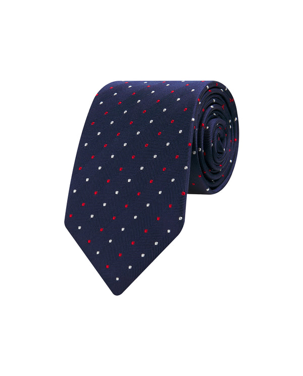 Navy blue dot silk tie