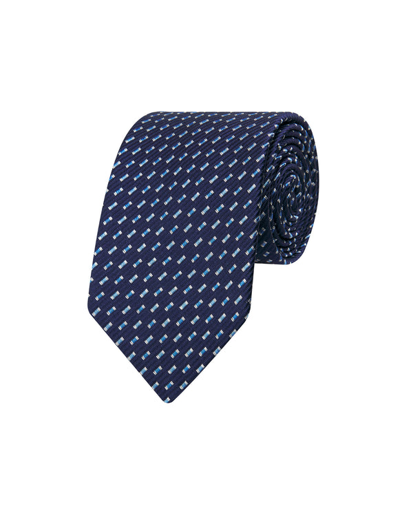 Navy blue jacquard silk tie