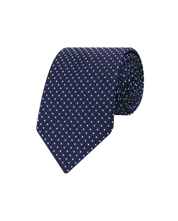 Navy blue dot silk tie