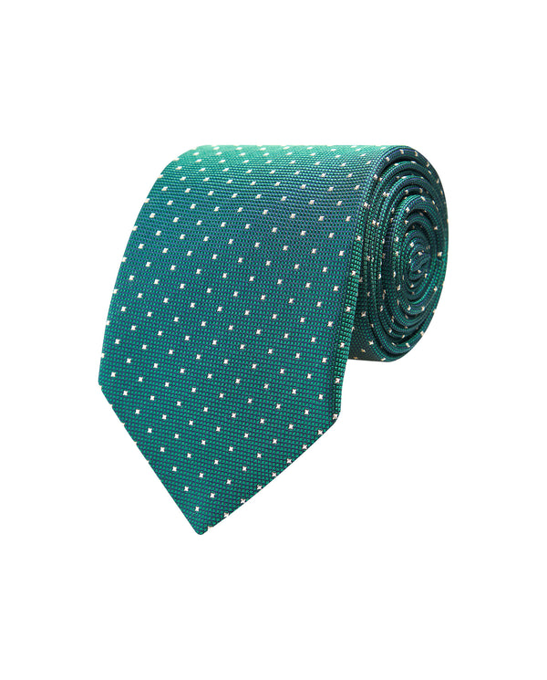 Green dot silk tie