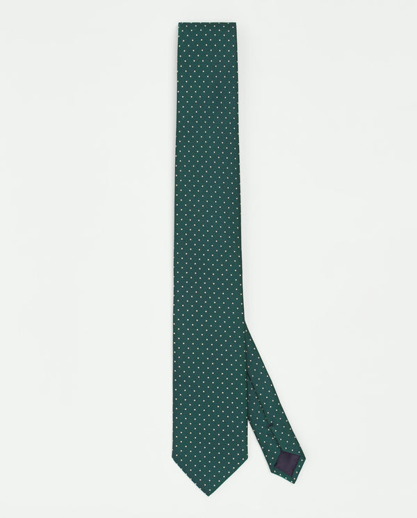 Green dot silk tie