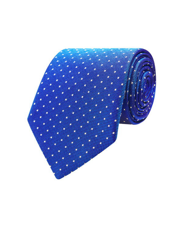 Blue dot silk tie