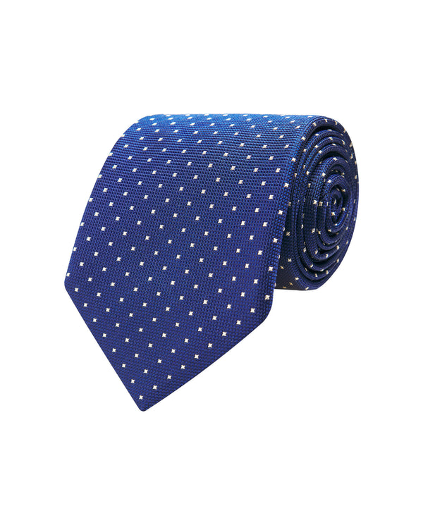 Navy blue dot silk tie