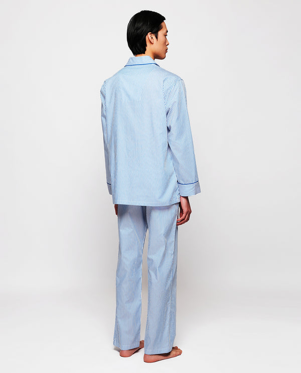 Blue cotton striped long pajamas by MIRTO