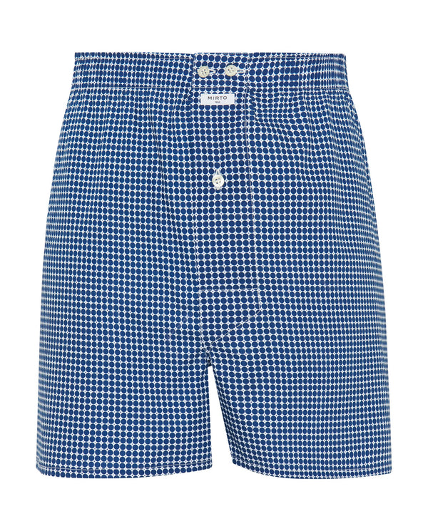 Navy blue cotton print boxers by MIRTO