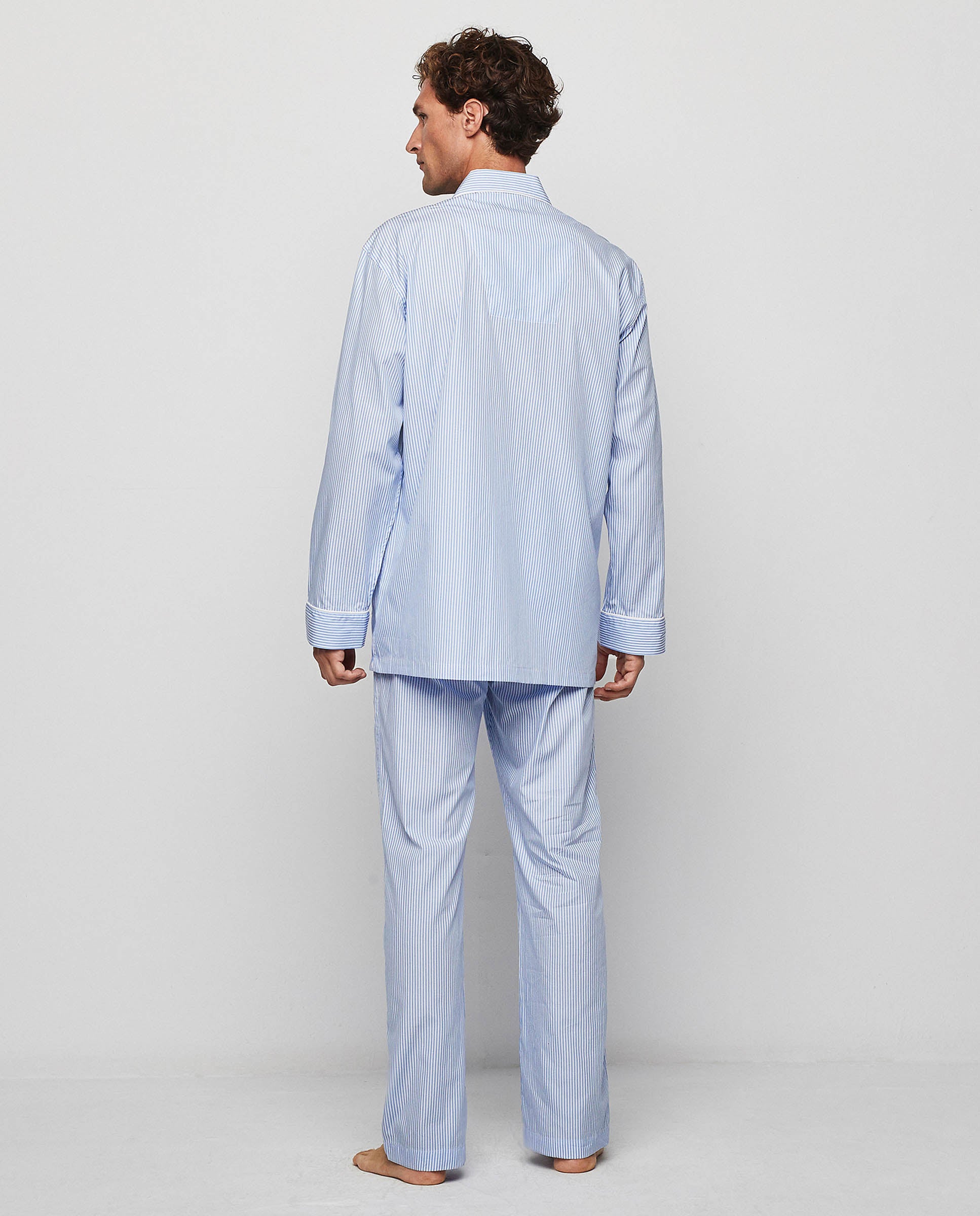 Blue striped cotton poplin pyjamas by MIRTO – 00290-0050