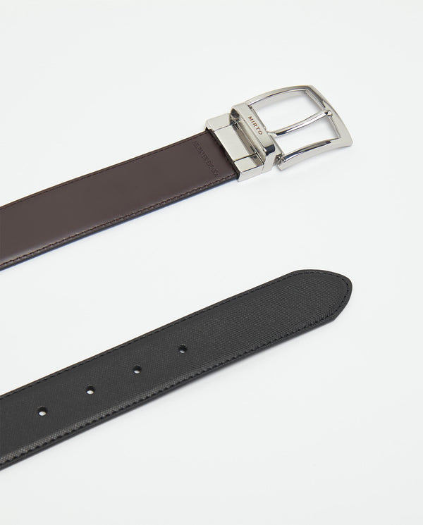 Black & brown reversible leather belt