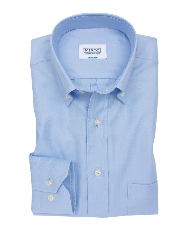 Blue button down casual Oxford shirt by MIRTO