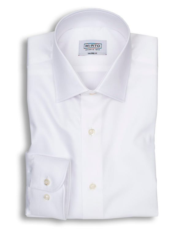 WHITE SPREAD-COLLAR TAILORED-FIT DRESS SHIRT by MI