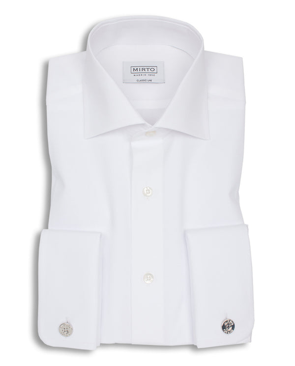 SPREAD COLLAR WHITE-POPLIN DRESS SHIRT by MIRTO