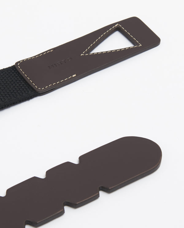 Black elastic canvas belt without buckle by MIRTO